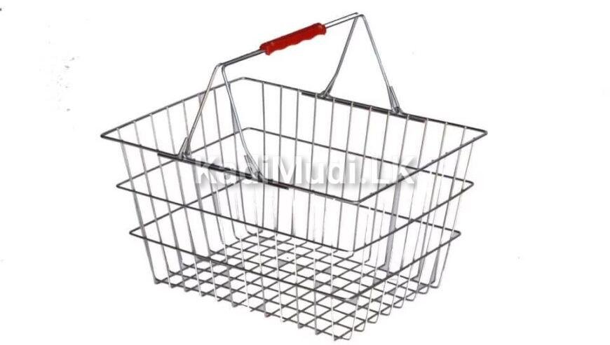 SHOP RACK & CASH COUNTER WITH STEEL & WEEL BASKET