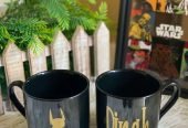 Couple Mugs – Black – Batman and Wonder Woman Matt